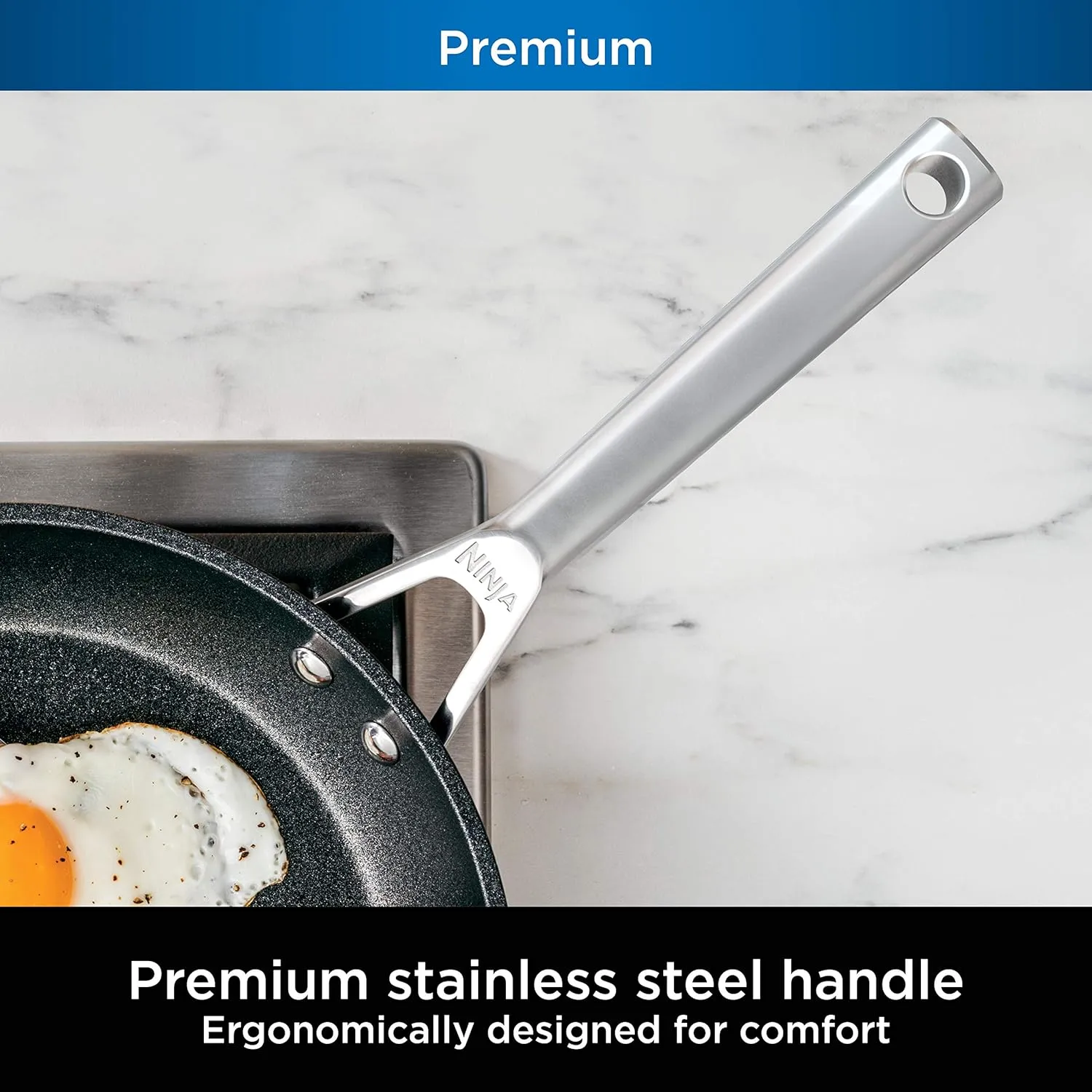 Ninja C30528 Foodi NeverStick Premium 11-Inch Square Grill Pan, Hard-Anodized, Nonstick, Durable & Oven Safe to 500°F, Slate Grey