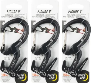 Nite Ize Figure 9 Carabiner Large Rope Tightener Aluminum Tie Down Tool (3-Pack)