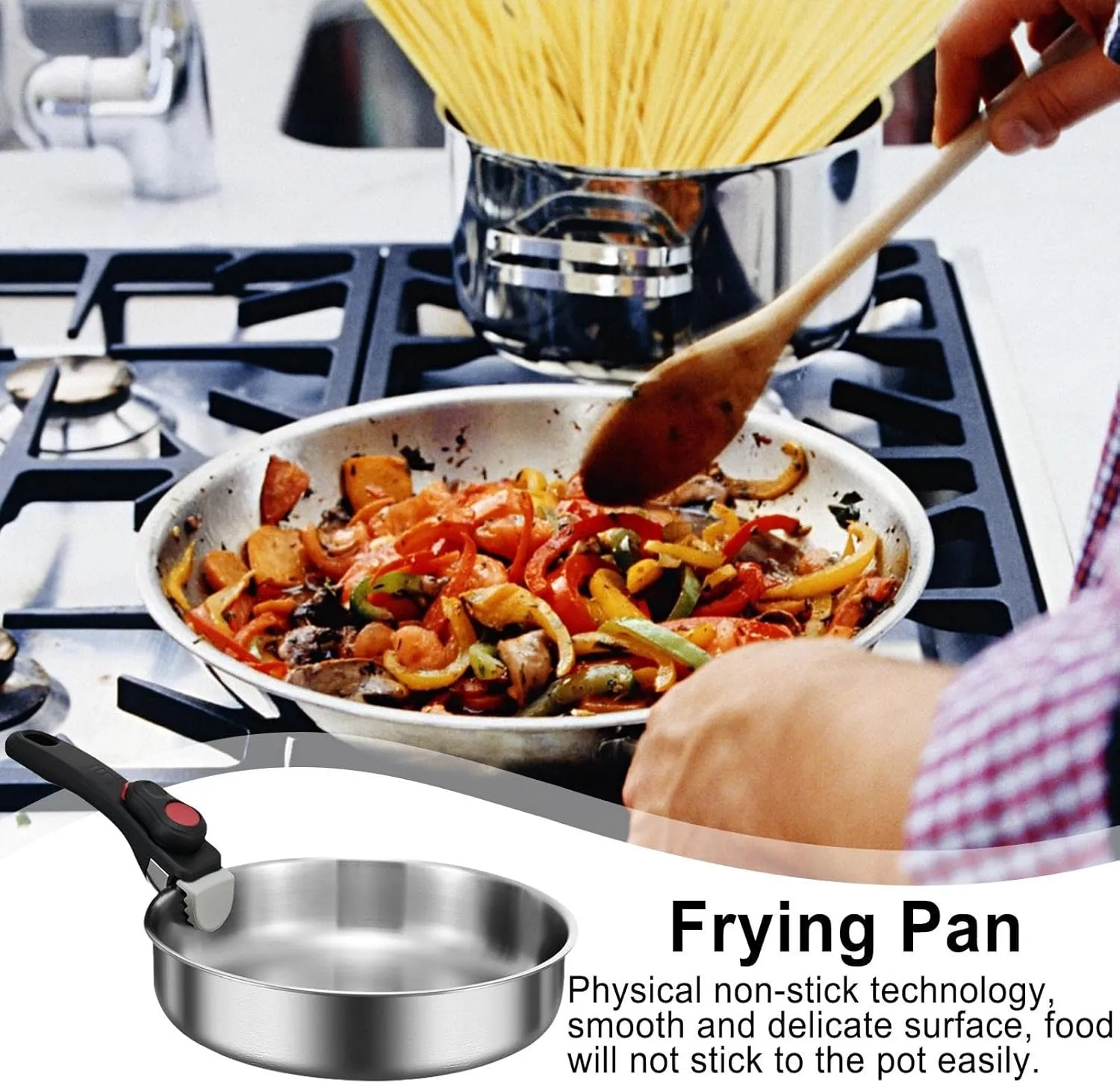 Non-Stick Cookware, Non-Stick Pans | Frying Pans Pots Detachable Stainless Steel Handle | Non-Stick Portable Pots and Pans for Del and Outdoor