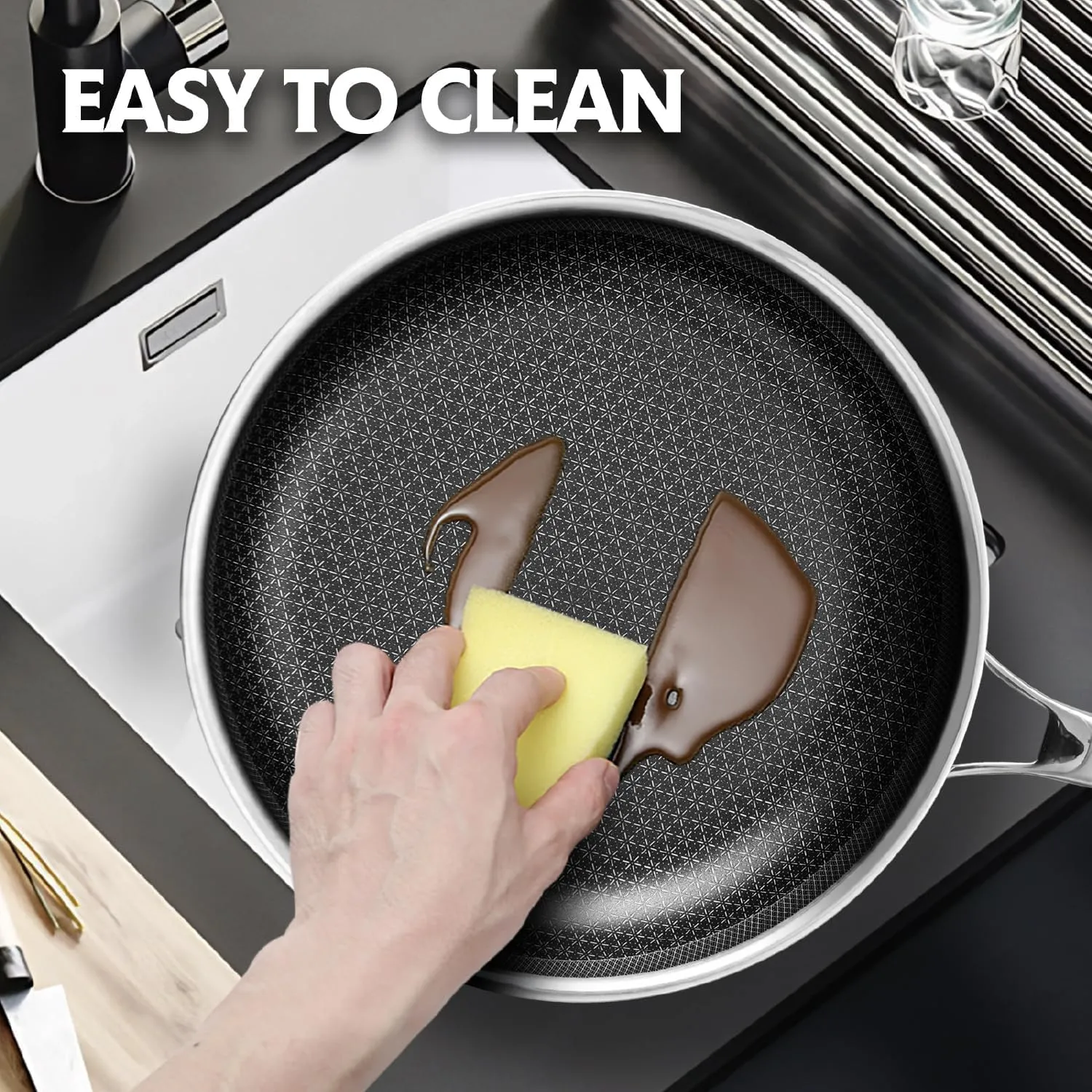 Non Stick Frying Pans Set,Hybrid Pan Set(8 10 12inch) Frying Pans Nonstick for cooking,PFOA Free Induction Cookware Sets,non stick Stainless Steel Skillets,Dishwasher and Oven Safe Kitchen set