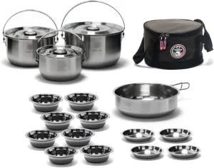 Non-stick Stainless Steel Camping Cookware Outdoor Backpacking Pan Cook Set Portable Cooking Picnic Bowl Pot Hiking Gear