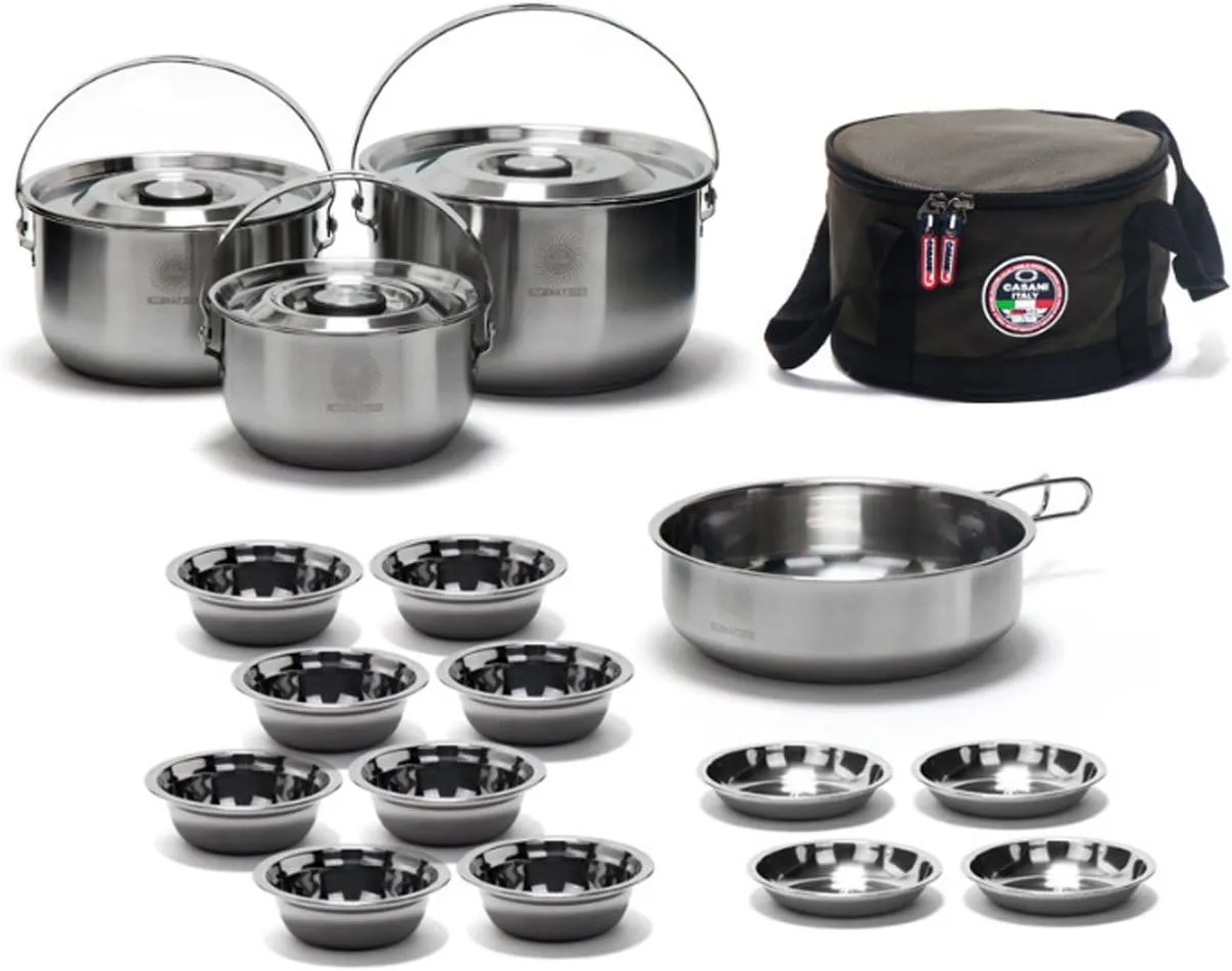 Non-stick Stainless Steel Camping Cookware Outdoor Backpacking Pan Cook Set Portable Cooking Picnic Bowl Pot Hiking Gear