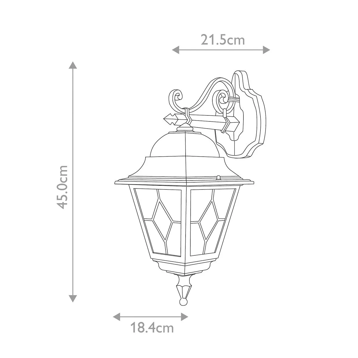 Norfolk 1 Light Down Wall Lantern  | Black