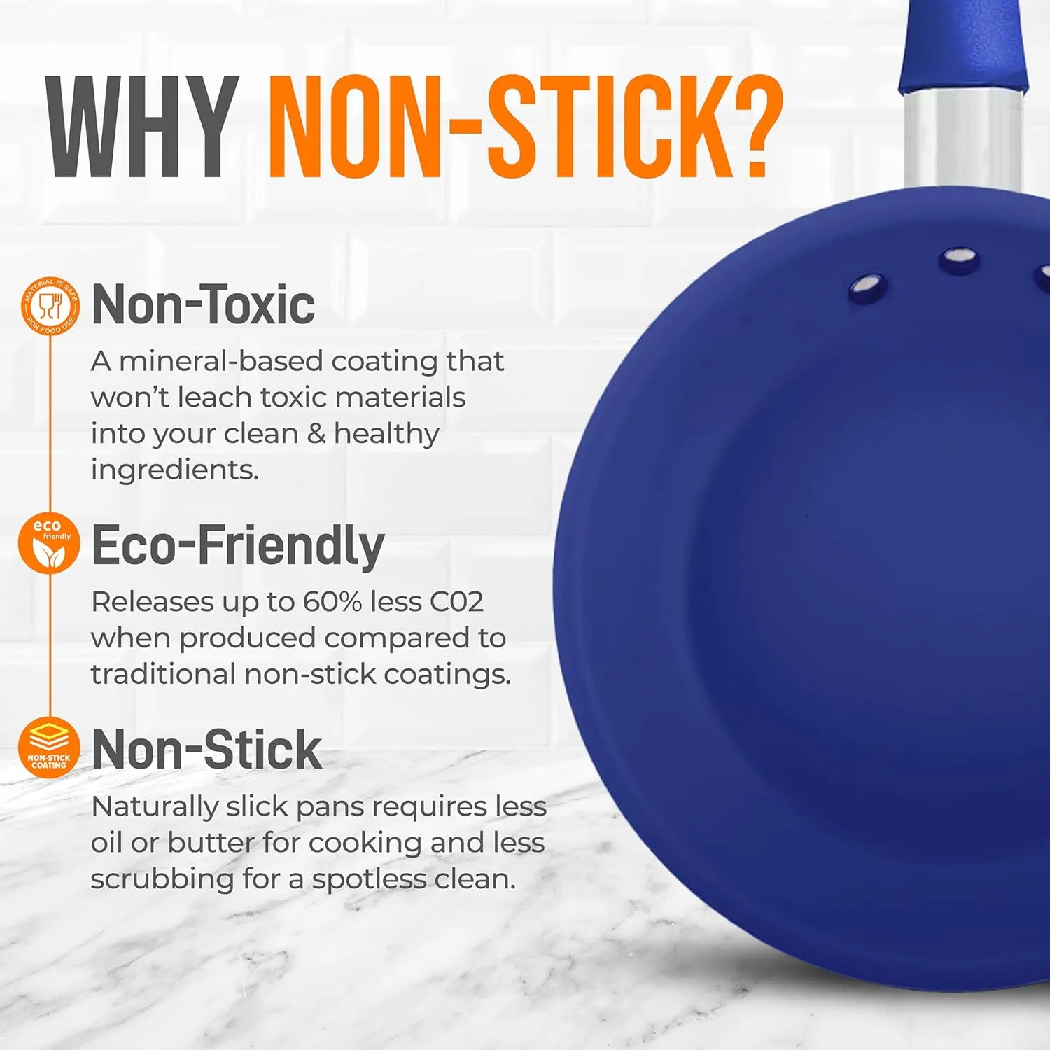 NutriChef 10" Fry Pan With Lid - Medium Skillet Nonstick Frying Pan with Silicone Handle, Ceramic Coating, Blue Silicone Handle, Stain-Resistant And Easy To Clean, Professional Home Cookware