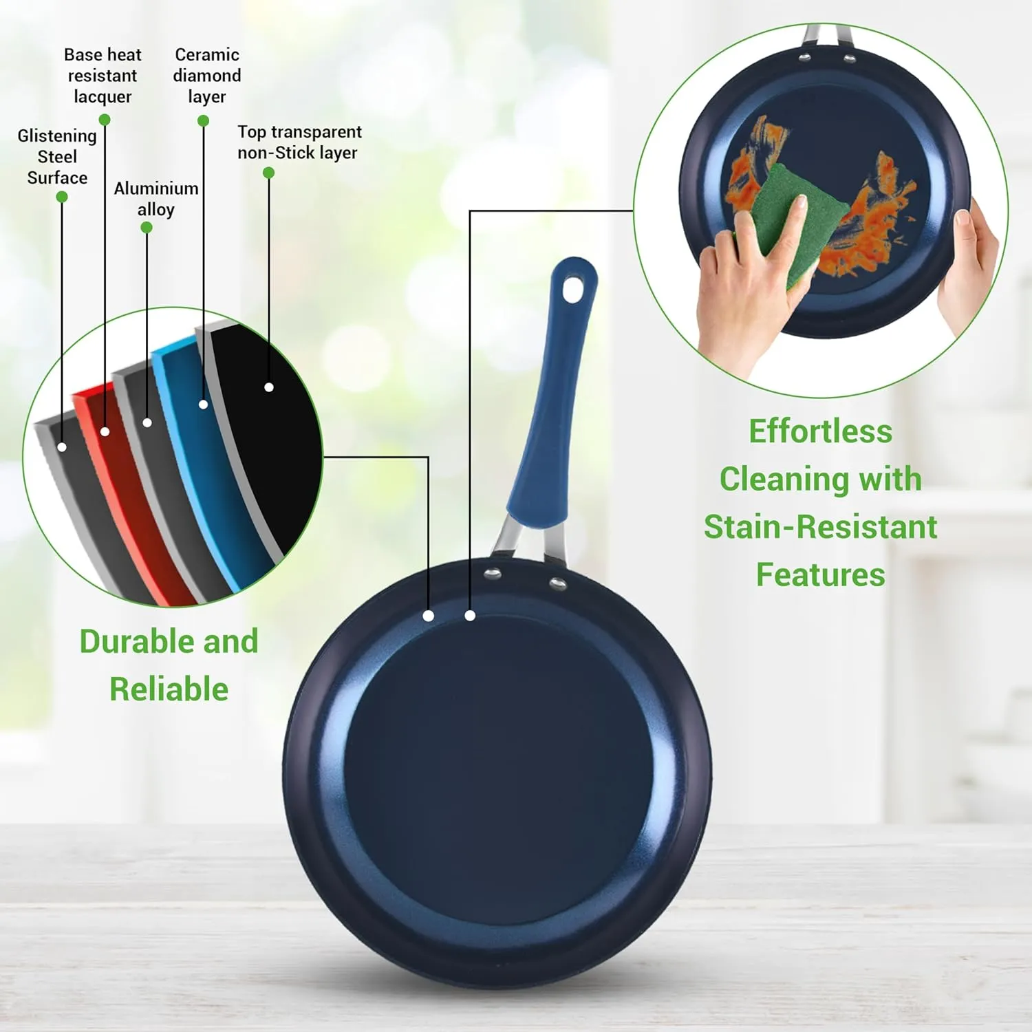NutriChef 11-Piece Kitchen Cookware Set, Non-Stick Pots and Pans, Easy-to-Clean, Kitchen Utensils Set with Ceramic Coating for Home Cooking, Induction Safe, Diamond Pattern