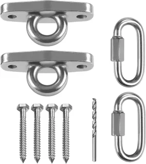 Of2 Heavy Swing Hangers Stainless Steel 304 Rust-Proof Playground Porch Yoga seat Hanger Swing Hammock Chair Suspension kit Indoor and Outdoor 2000 pounds Capacity 2 carabiners
