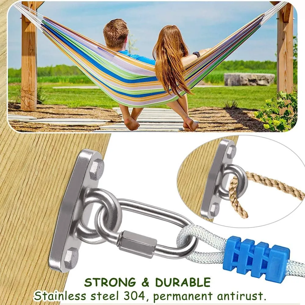 Of2 Heavy Swing Hangers Stainless Steel 304 Rust-Proof Playground Porch Yoga seat Hanger Swing Hammock Chair Suspension kit Indoor and Outdoor 2000 pounds Capacity 2 carabiners