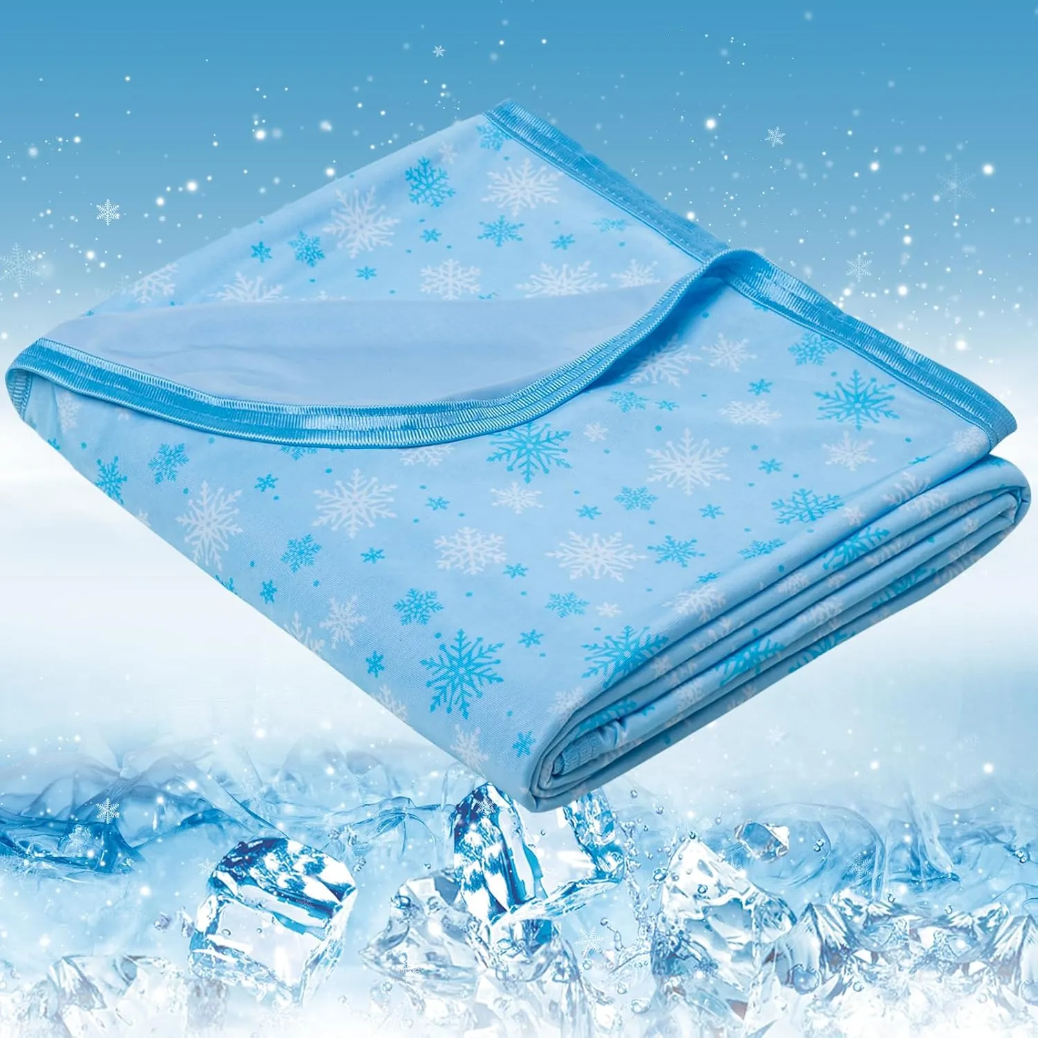 OIGAE Cooling Blanket for Hot Sleepers – Thin Summer Cooling Blanket Throw Size, Q-Max >0.5 Lightweight Cooling Throw Blanket for Bed, Couch, or Sofa – Snowflake Cool Blankets, (Blue, 50" x 70")