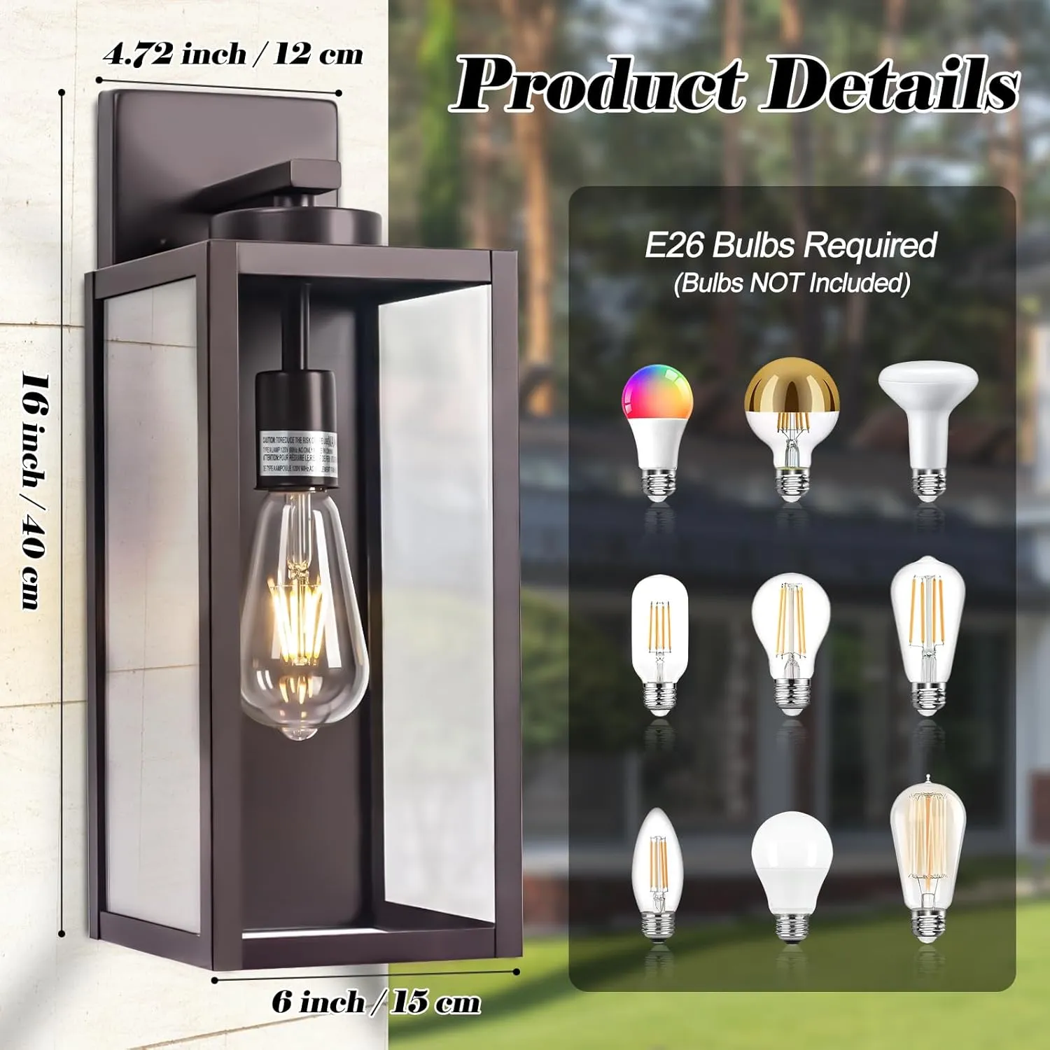 Oil-Rubbed Bronze Outdoor Wall Light Fixture, Large 16" ORB Exterior Wall Lantern, Farmhouse Porch Sconce Lighting, Modern Wall-Mounted Outside Lights for House, Garage, Patio Lamp