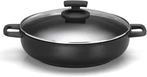 Olympia Supreme 11 Inch Deep Fry Pan With 2 Side Handles & Glass Lid