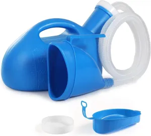 ONEDONE Portable Urinals for Men Women Urine Bottle Spill Proof Female Male Pee Bottle Urinal for Men Camping Toilet 68 OZ 47.24" Long Tube with Lid Blue