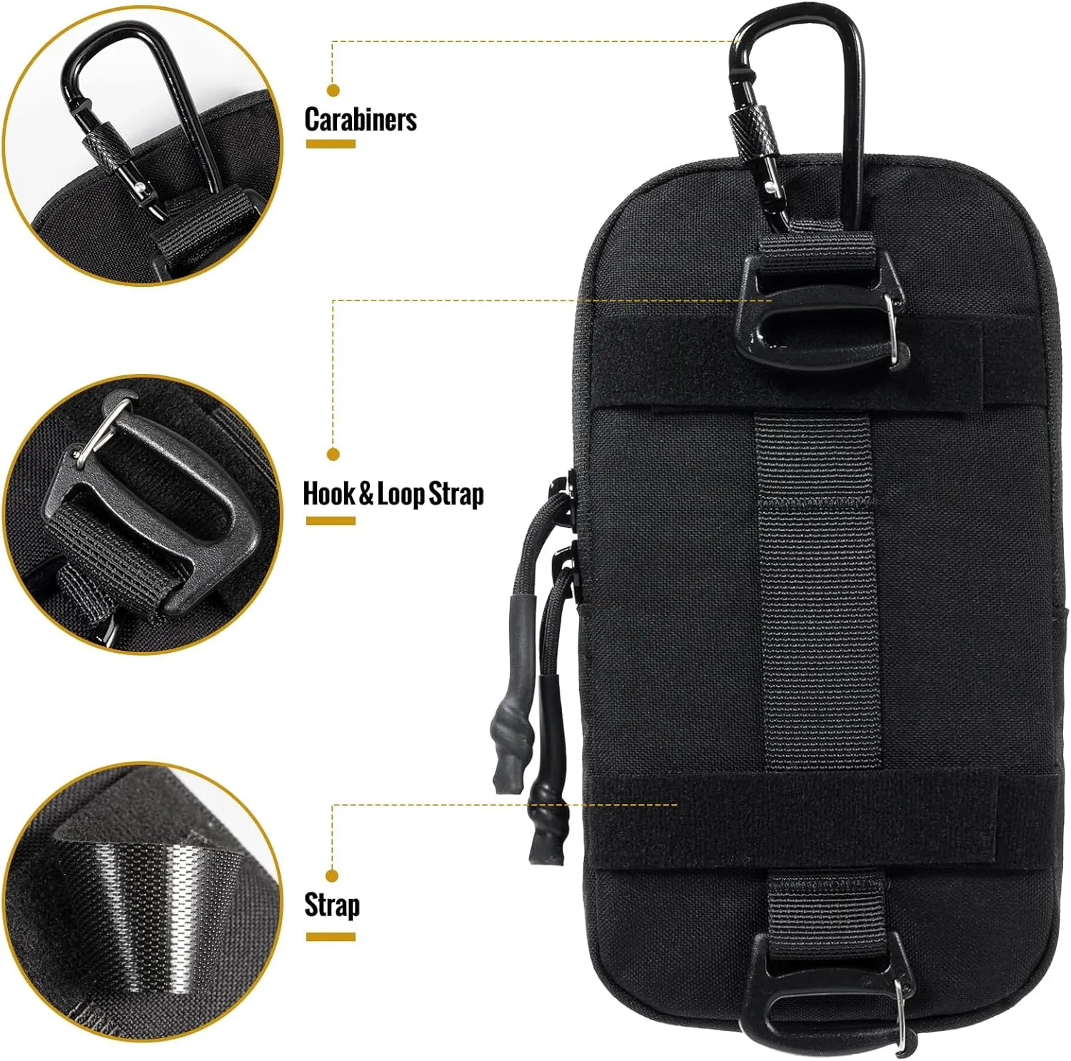 OneTigris Cell Phone Holster - Phone Belt Holder Molle Phone Pouch for Belt with Loop, Holds 4.7"-6.5" Phones in Black