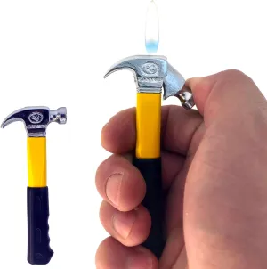 Open Flame Butane Lighter, Axe Hammer Shaped Novelty Tool Lighter for Outdoor Indoor (Without Gas) (Hammer Yellow)