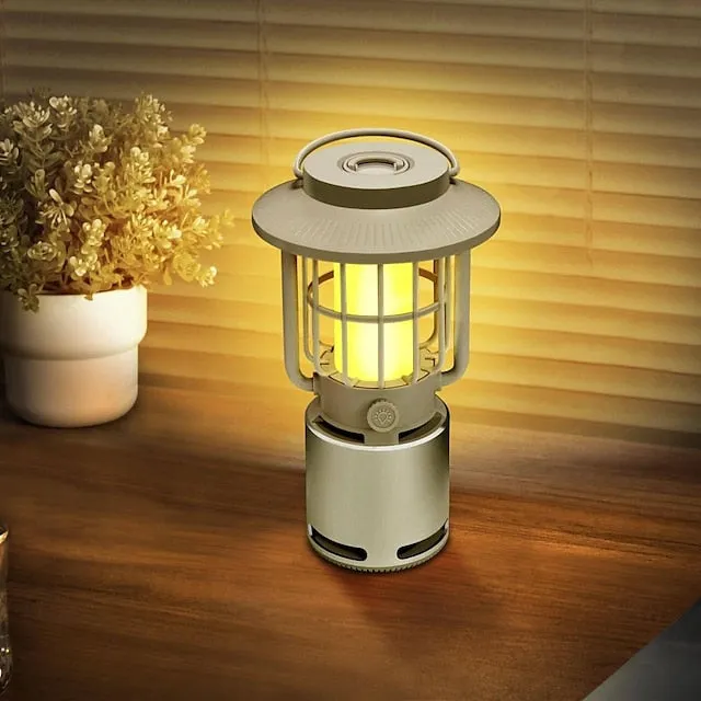 Outdoor Bluetooth Speakers V5.1 Gravity Sensor LED Camping Lantern IP65 Led Dimmable 10W Flame Atmosphere Rotatable Lights Wireless Portable Speaker with Hook