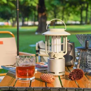 Outdoor Bluetooth Speakers V5.1 Gravity Sensor LED Camping Lantern IP65 Led Dimmable 10W Flame Atmosphere Rotatable Lights Wireless Portable Speaker with Hook