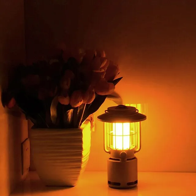 Outdoor Bluetooth Speakers V5.1 Gravity Sensor LED Camping Lantern IP65 Led Dimmable 10W Flame Atmosphere Rotatable Lights Wireless Portable Speaker with Hook