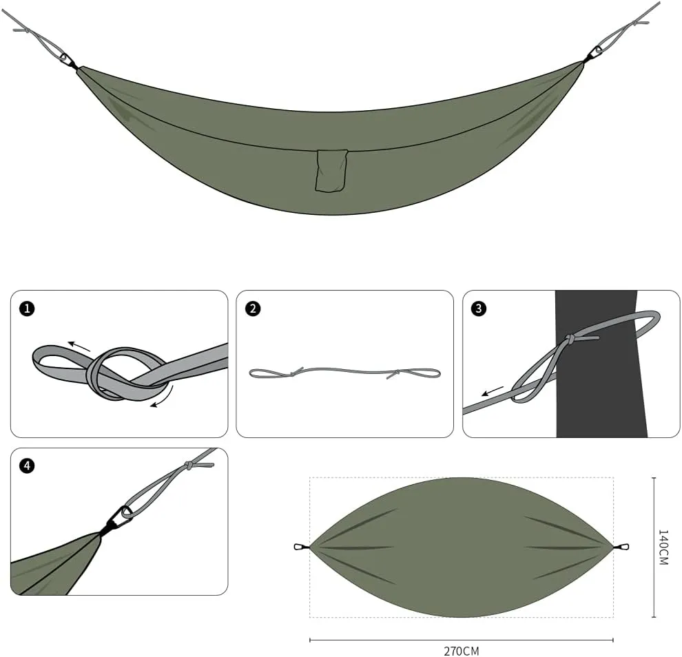 Outdoor Camping Hammock - Travel Hammock with 2 Tree Straps - Portable Backpacking Hammock for Adventure Hiking Travel-Max Load of 800lbs Gift #3