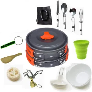 Outdoor Camping Set, 1-2 People Use Aluminum Alloy Non-Stick Pot Matching Set, 16 * 9.5 * 16CM Cookware Set,B