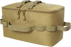 Outdoor Camping Tank Storage Bag Picnic Utensils Organizer Large Capacity Ground Nail Tool Bag Cooking Stove Storage Case(B Khaki)