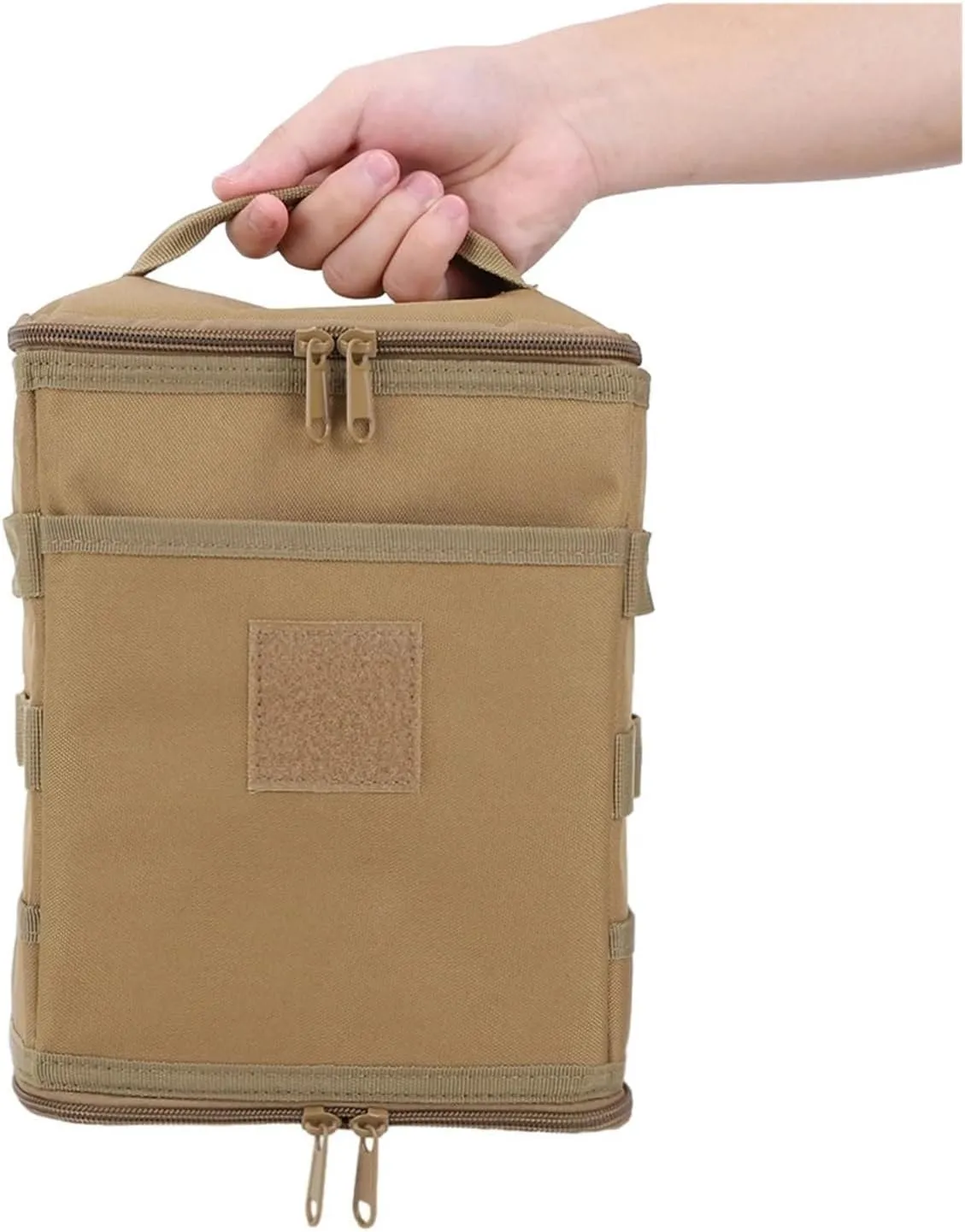 Outdoor Camping Tank Storage Bag Picnic Utensils Organizer Large Capacity Ground Nail Tool Bag Cooking Stove Storage Case(B Khaki)