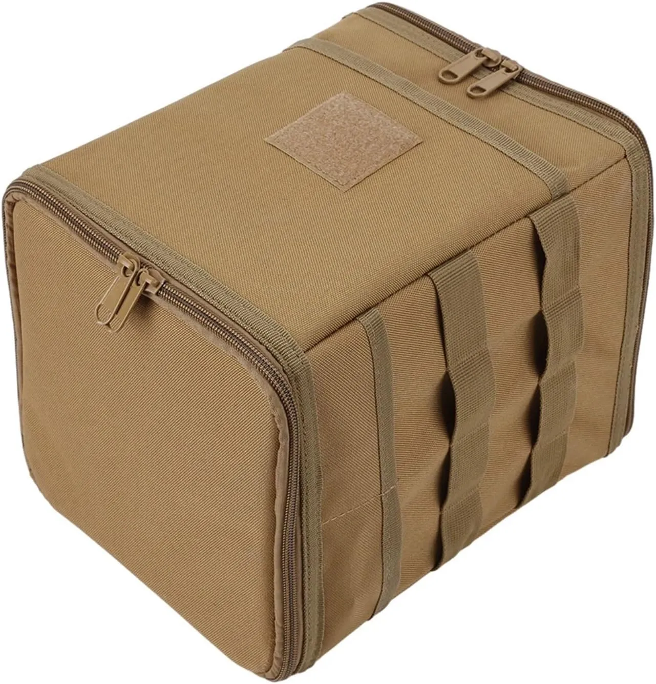 Outdoor Camping Tank Storage Bag Picnic Utensils Organizer Large Capacity Ground Nail Tool Bag Cooking Stove Storage Case(B Khaki)