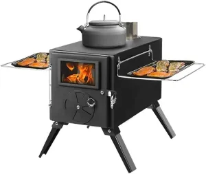Outdoor Cooking Stove, Powerful Efficient Wood Burning, Folding and Lightweight Wood Burning Stove for Picnic Hiking Backpacking BBQ