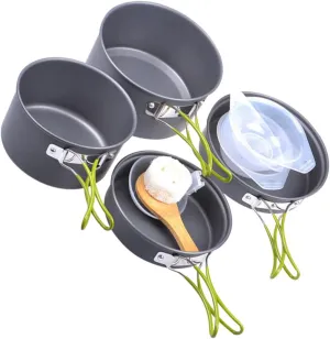 Outdoor Cookware Set Portable Camping Kitchenware Kit Skillet Alumina Pot Pan for 2-3 People