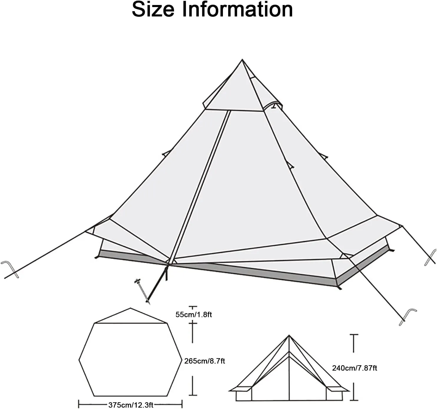 Outdoor Cotton Canvas Tent, Luxury Tents, Large Tents with Sturdy Center & Door Pole and Space for 5~6 Person All 4 Season Camping Style Tent