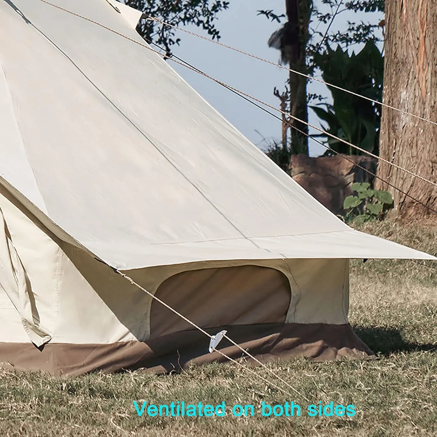 Outdoor Cotton Canvas Tent, Luxury Tents, Large Tents with Sturdy Center & Door Pole and Space for 5~6 Person All 4 Season Camping Style Tent