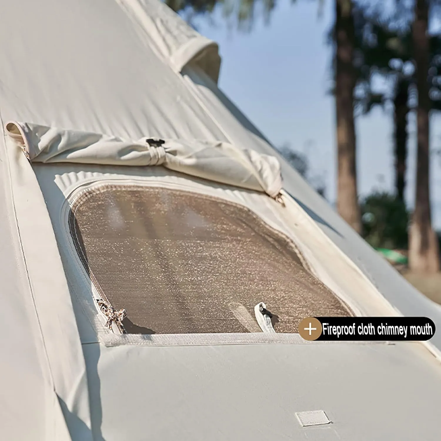 Outdoor Cotton Canvas Tent, Luxury Tents, Large Tents with Sturdy Center & Door Pole and Space for 5~6 Person All 4 Season Camping Style Tent