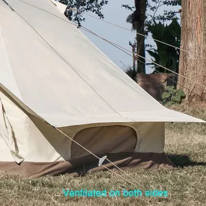 Outdoor Cotton Canvas Tent, Luxury Tents, Large Tents with Sturdy Center & Door Pole and Space for 5~6 Person All 4 Season Camping Style Tent