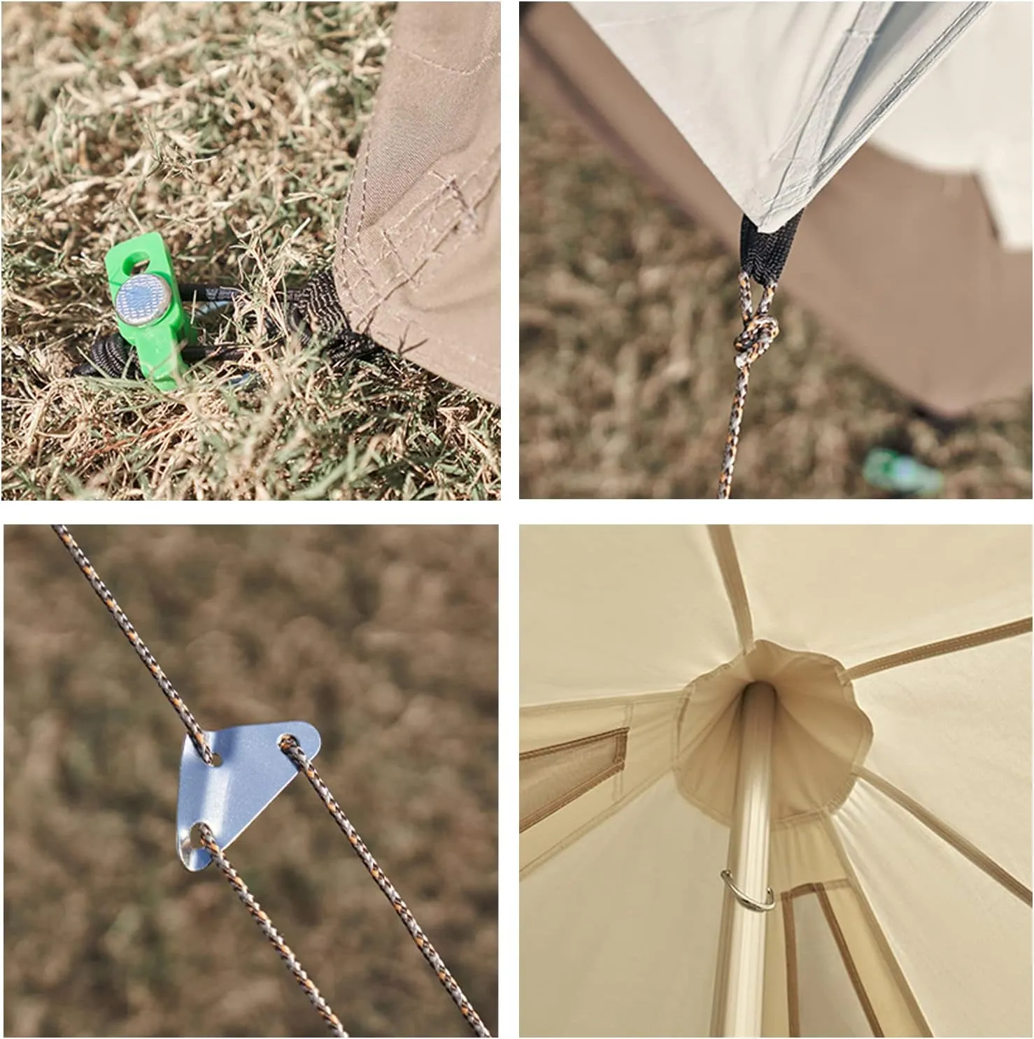 Outdoor Cotton Canvas Tent, Luxury Tents, Large Tents with Sturdy Center & Door Pole and Space for 5~6 Person All 4 Season Camping Style Tent
