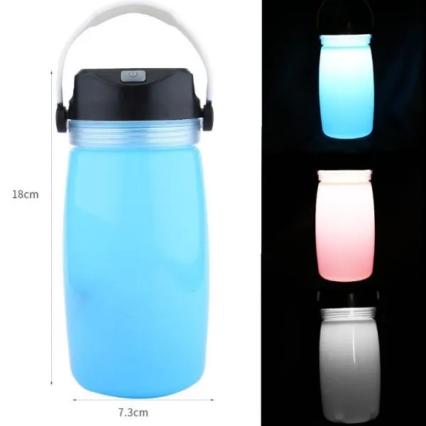 Outdoor Foldable Waterproof Solar Water Bottle LED Light White