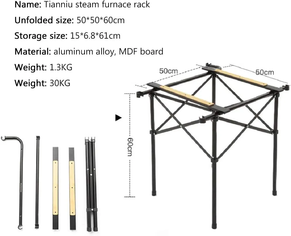 Outdoor Mobile Kitchen Iron Mesh Table, Portable Folding Camping Aluminum Alloy Picnic Barbecue Table Self-Driving Equipment Kitchen Console,E