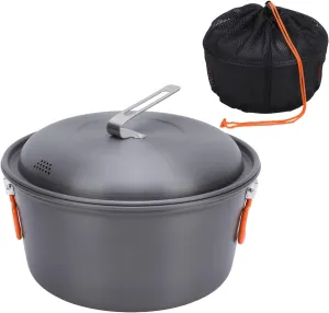 Outdoor Picnic Pot,Camping Soup Pot Cookware,Camping Hiking Outdoor Cookware,5L Large Capacity Portable Camping Kit for Barbecue Cooking Boiling Steaming Grilling