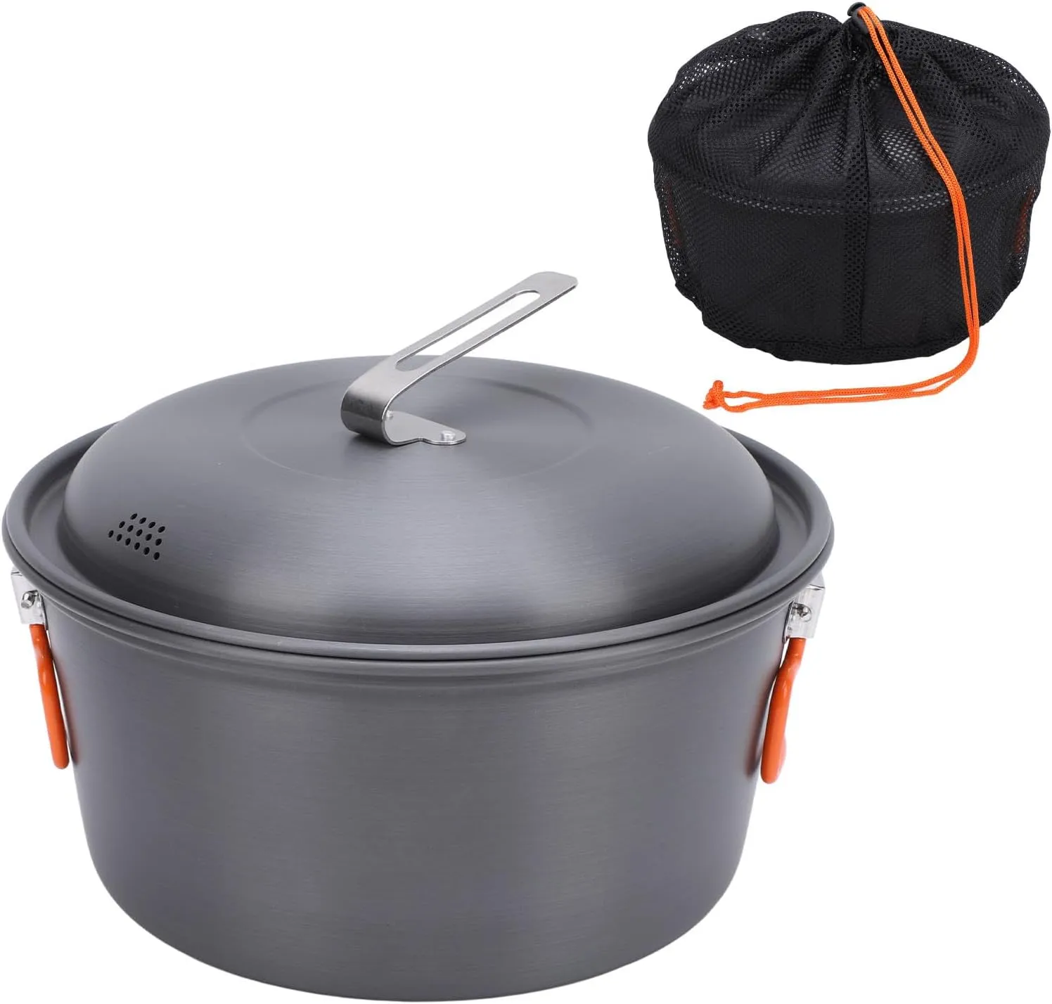Outdoor Picnic Pot,Camping Soup Pot Cookware,Camping Hiking Outdoor Cookware,5L Large Capacity Portable Camping Kit for Barbecue Cooking Boiling Steaming Grilling