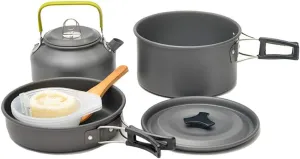 Outdoor Portable Camping Set, 2-3 People Use Picnic Cookware, Non-Stick Pot Teapot Combination Set,A