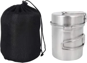 Outdoor Portable Stainless Steel Cookware Set Pot Cooker for Camping Hiking, and to, Foldable Handle with Storage