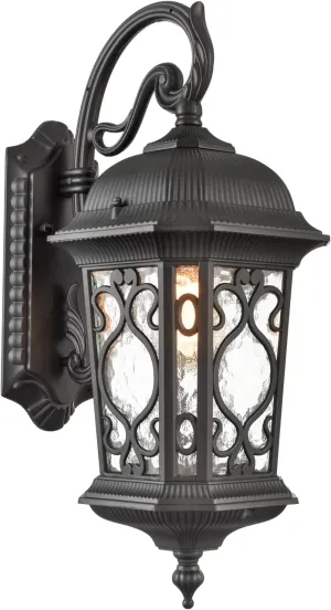 Outdoor Wall Light Fixture Black Exterior Wall Lantern 21" Waterproof Sconce Light Water Glass Shade for Porch Garage