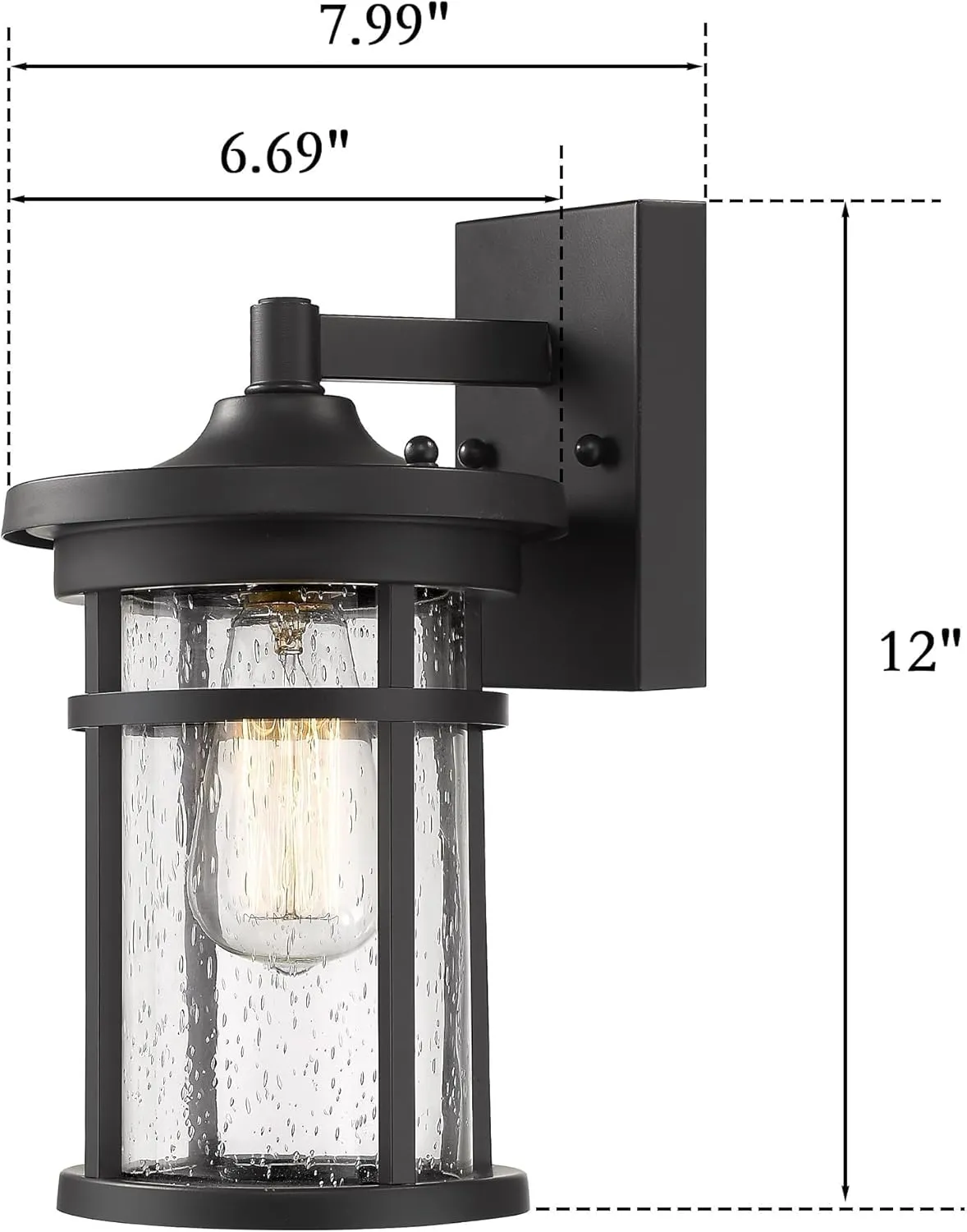 Outdoor Wall Sconces, Exterior Wall Lantern, Farmhouse Porch Lighting Fixture, Front Door Mounted Lights, Outside Lighting Lamp for Patio, Porch, Garden,Balcony (Black, 12" H)