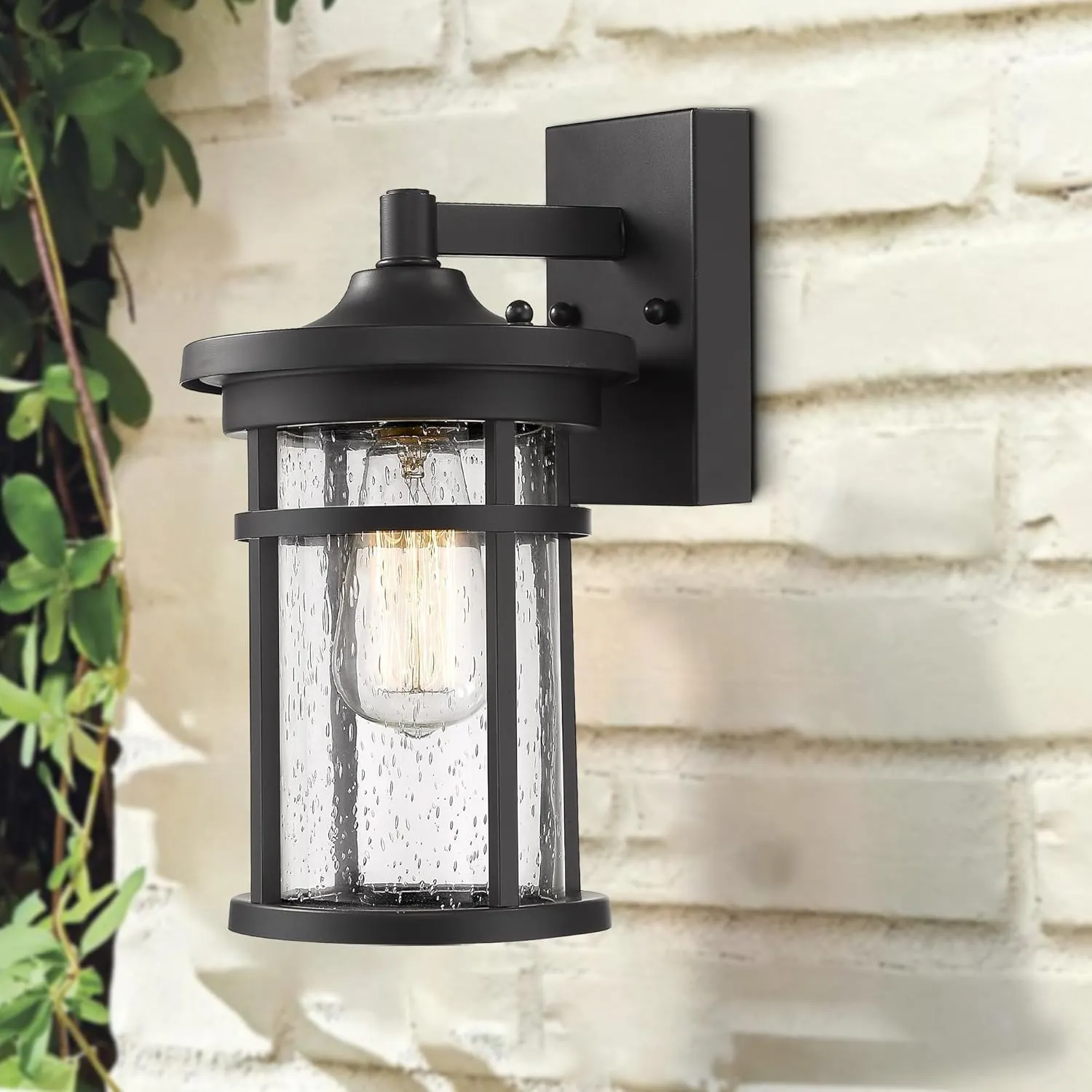 Outdoor Wall Sconces, Exterior Wall Lantern, Farmhouse Porch Lighting Fixture, Front Door Mounted Lights, Outside Lighting Lamp for Patio, Porch, Garden,Balcony (Black, 12" H)