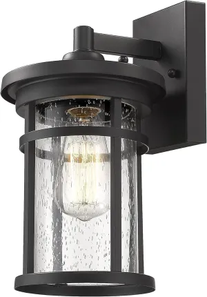 Outdoor Wall Sconces, Exterior Wall Lantern, Farmhouse Porch Lighting Fixture, Front Door Mounted Lights, Outside Lighting Lamp for Patio, Porch, Garden,Balcony (Black, 12" H)