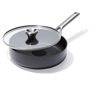 OXO Professional 3QT Saute Pan Jumbo Cooker with Lid, Hard Anodized Ceramic Nonstick Cookware PFAS-Free, Stainless Steel, Induction Suitable, Diamond Reinforced Coating Dishwasher and Oven Safe, Black