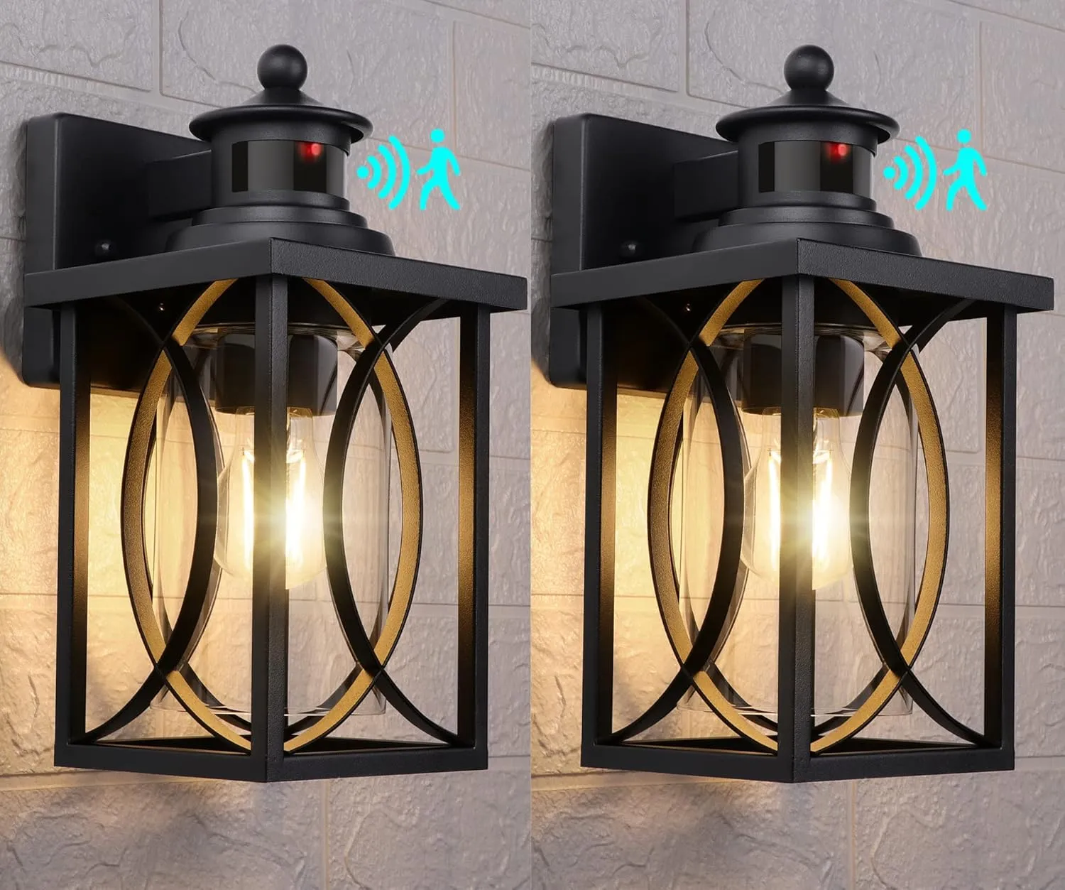 PARTPHONER Motion Sensor Outdoor Lights Fixture, Dusk to Dawn Outdoor Lighting Exterior Wall Sconce, Waterproof Porch Light Wall Mounted Outside Lantern for Garage, Entryway, Doorway