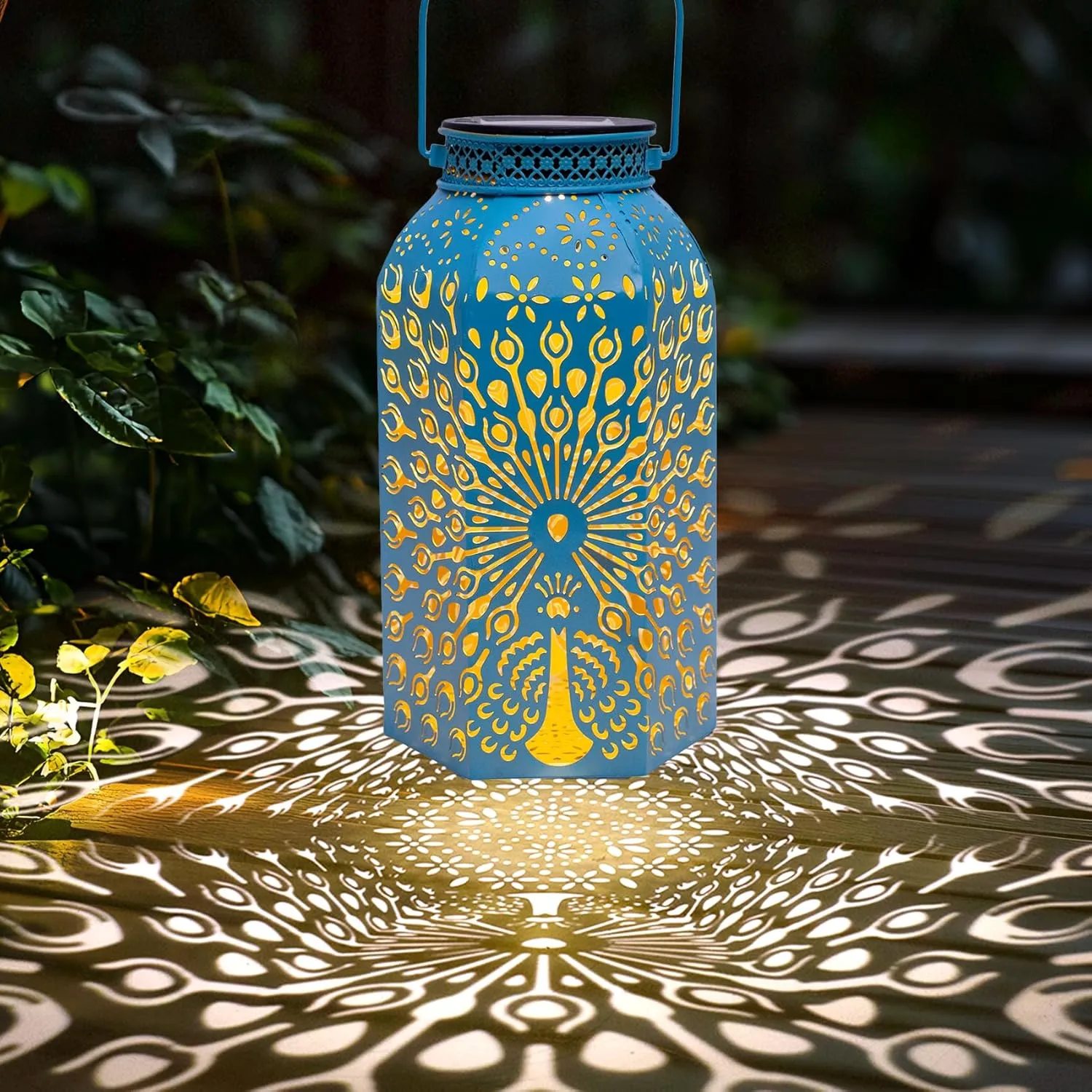 Pearlstar Solar Lanterns Outdoor Waterproof Hanging Solar Lights Metal Peacock Gifts for Women Mom Grandma Decor for Garden Yard Patio Balcony Path