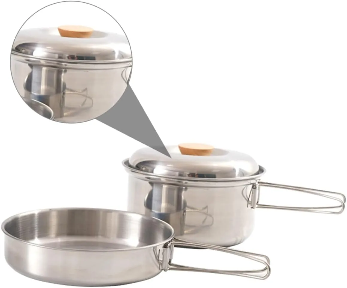 Picnic Cooking Pan Set 2pcs Portable Folding Soup Pot for Outdoor Activities