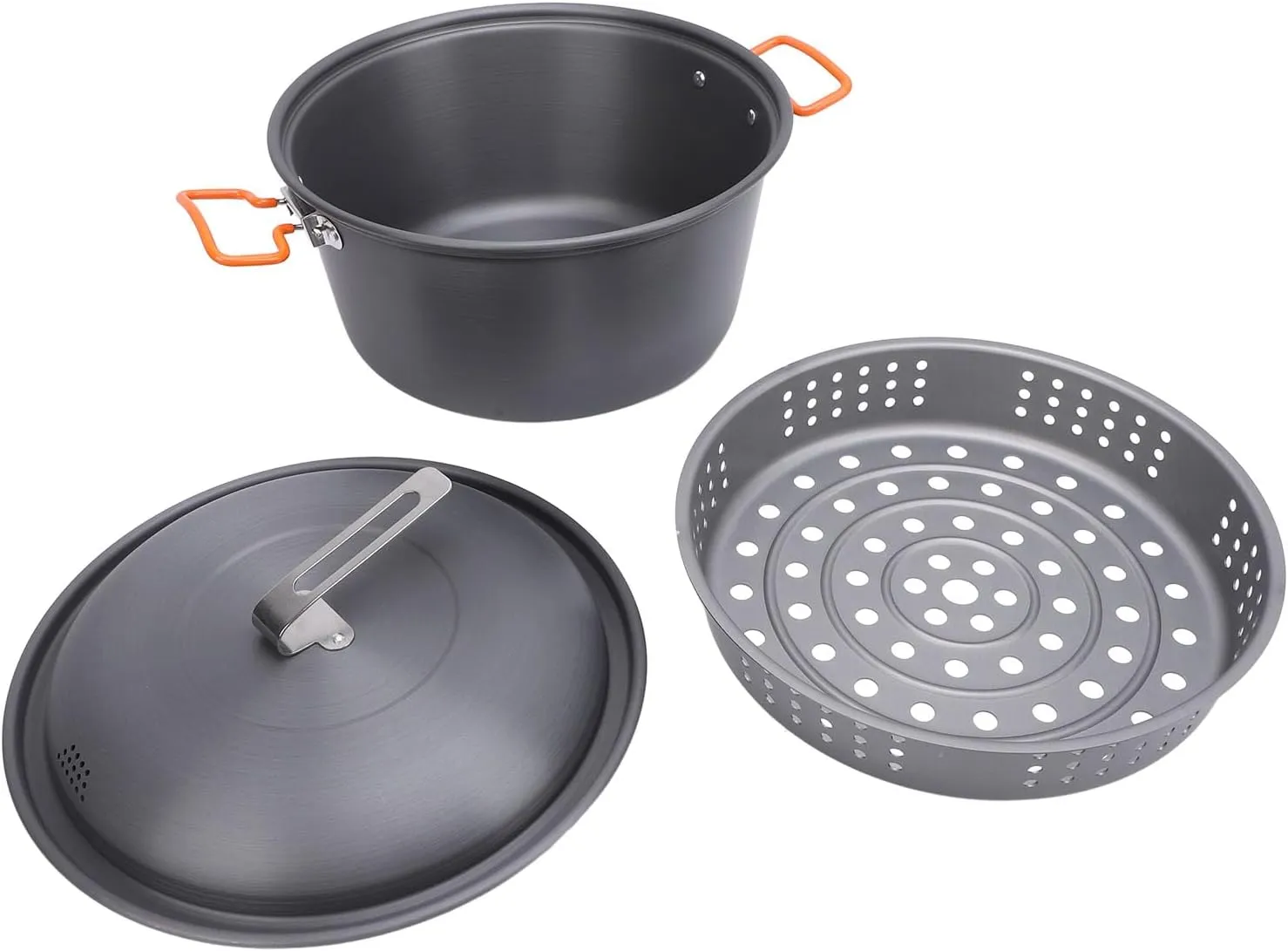 Picnic Pot, 5l Capacity Steam Bowl Slope Function Cooking Cookware Kit Multifunctional with Lid to The Cooking Grilling