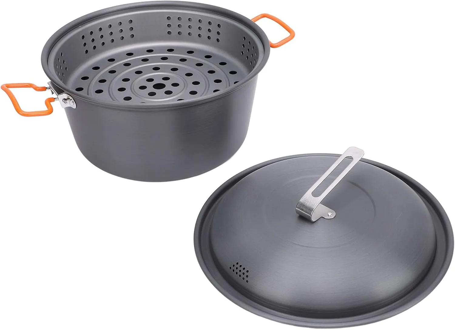 Picnic Pot, 5l Capacity Steam Bowl Slope Function Cooking Cookware Kit Multifunctional with Lid to The Cooking Grilling