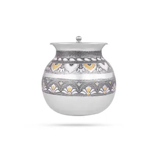 Pongal Pot With Lid - 6.5 x 4.5 Inches | Stainless Steel Kalash/ Stainless Steel Pot for Home/ 485 Gms Approx