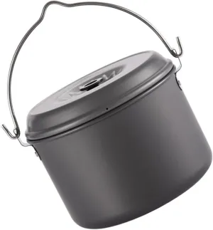 POPETPOP Camping Pot Set for 4-6 Lightweight Backpacking Cookware Picnic Pot Folding Handle Non-skid Pan